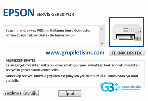 Epson mürekkep pedi doldu reset ve bakım işlemi